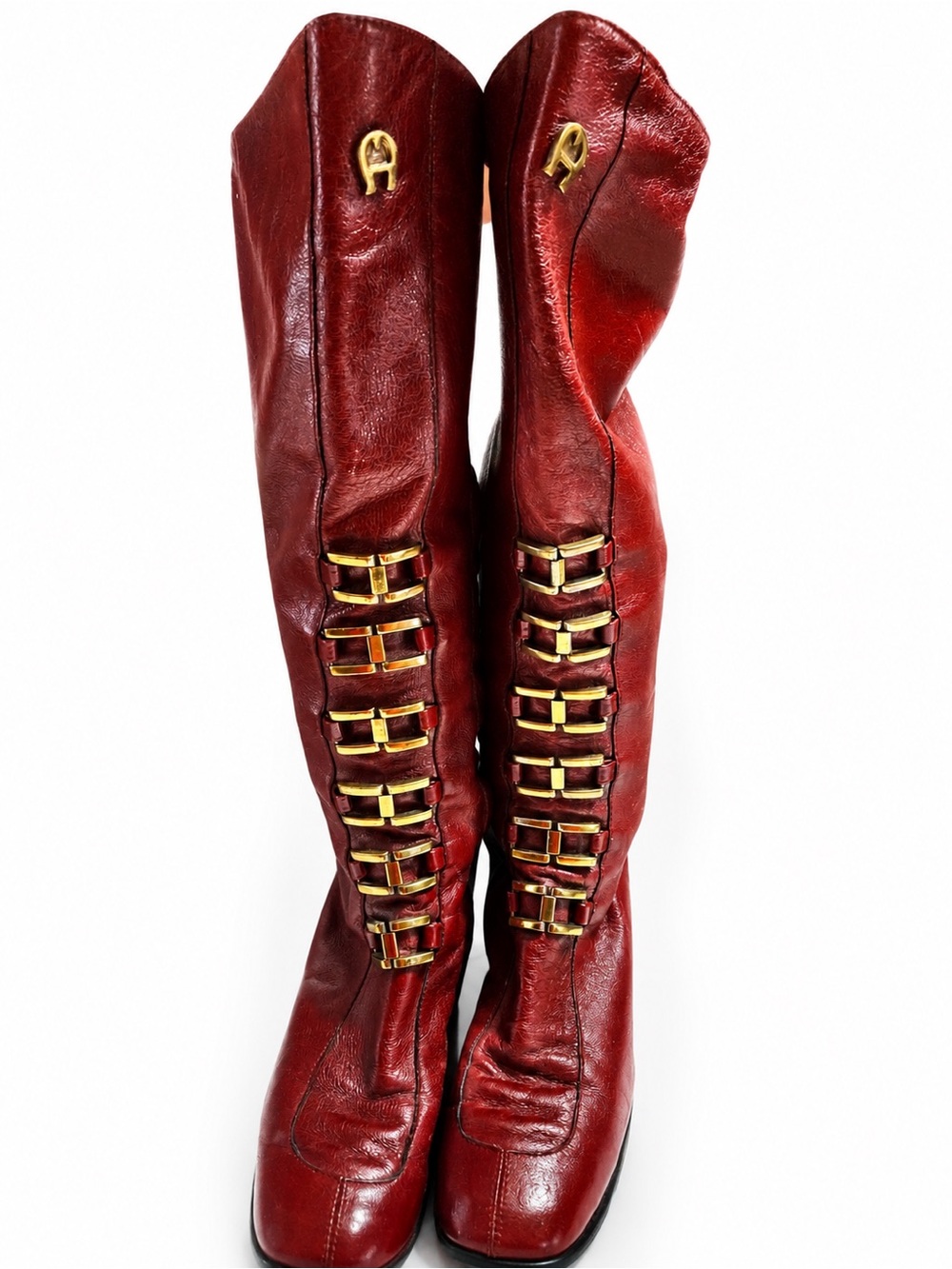 Rare Vintage Italian Oxblood leather 60’s GoGo Boots Made By Etienne Agner